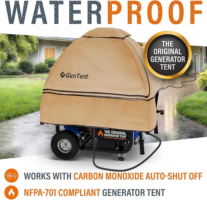 GenTent Open Frame Running Cover – Universal Kit Generator Tent (Tan, Original - Standard)
