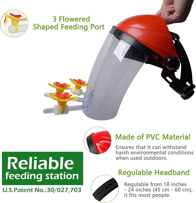 2 Pack 2025 Upgraded Hummingbird Feeder Helmet | Popular Hummingbird Mask Feeder | 3 Spill-Resistant Ports, Fog-Resistant Lens, Adjustable Headband for All Head Sizes
