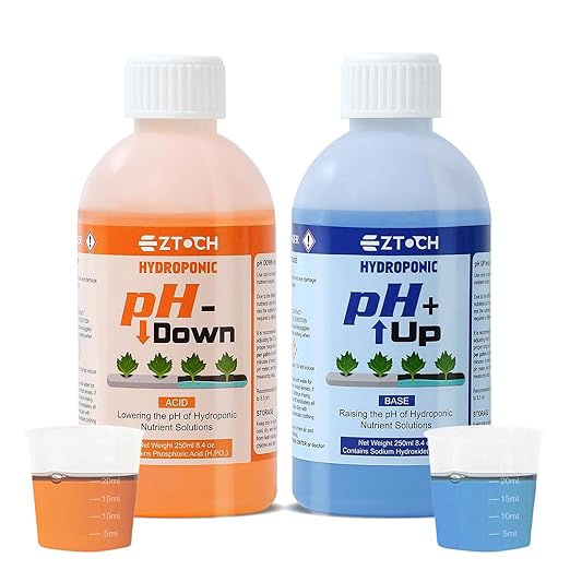 pH UP and Down for Hydroponic Plants, Adjust the pH Balance of Reservoir Water and Nutrient Solutions in Hydroponics Growing System, pH Adjuster, pH Down Acid 8.4oz and pH UP Base 8.4oz