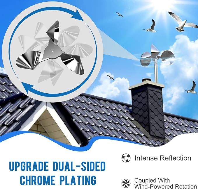Bird Reflectors Spinning Wind Powered，Bird Scare Reflective Device Keep Bird Pigeon Woodpeckers and Sparrows Away for Outdoor Patio, Yard, Garden, Rooftop and Vegetable Gardens