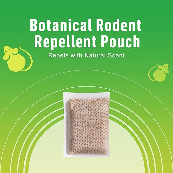 Natural Mouse Repellent Pouches (12-Pack) – Peppermint & Cinnamon Oil Rodent Deterrent – Plant-Based Mice Control for Indoor Use, Cars, RVs, Garages, and Pantries – Lasting Scent Barrier (12)