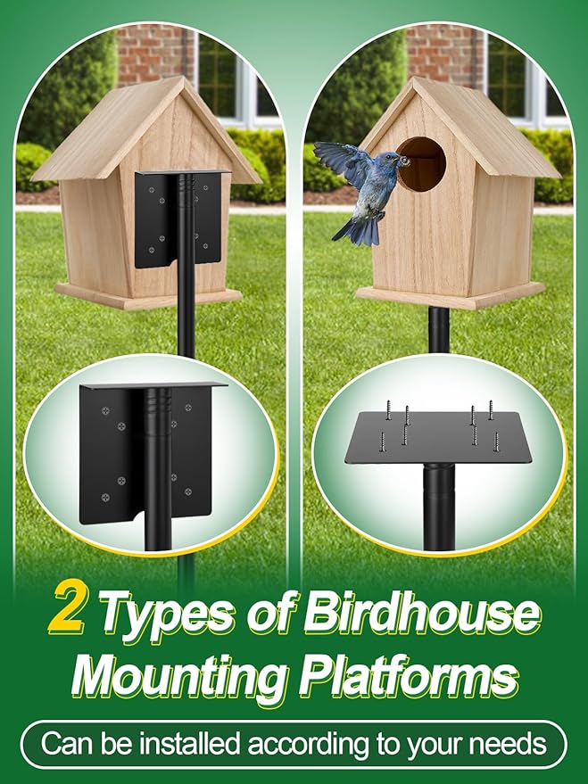 Bird Feeder Pole for Outdoors - 68in Adjustable Heavy-Duty Bluebird House Support Rod with Stable 5 Prong Base, Easy to Assemble Garden Nest Feeding Stand Post