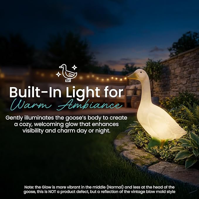 Union Products Light Up Wild Goose Lawn and Garden Statue, 23 Inch Tall, White - Illuminated Animal Outdoor Art for Yard, Patio, or Porch Decor, Seasonal Outfit Compatible