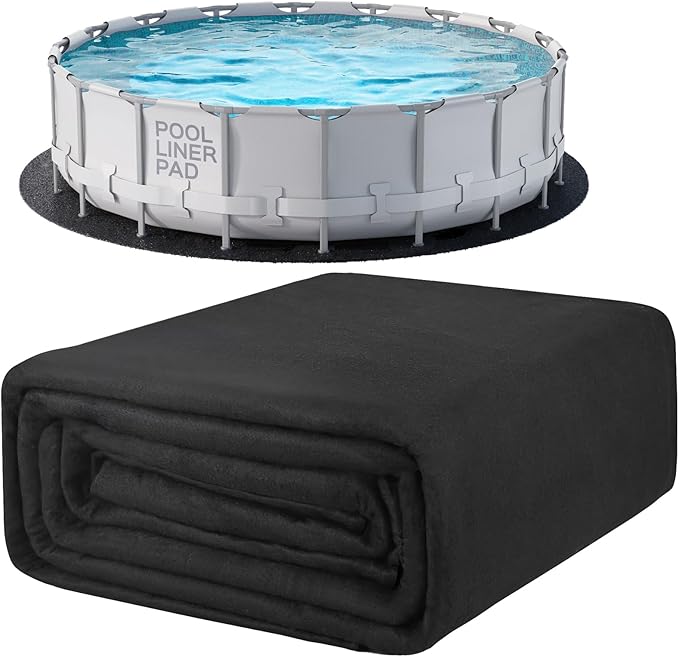 POOLHACKER 15 Ft Pool Liner Pad, Round Pool Liners for Above Ground Swimming Pools, Durable Geotextile Material, Easy to Install, Extends Life to The Line, Under Pool Padding