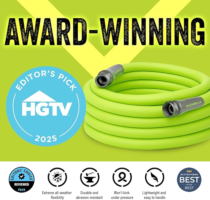 Flexzilla Garden Hose 5/8 in. x 100 ft., Lightweight All-Weather Water Hose, Durable and Flexible, Leak-Free Connections