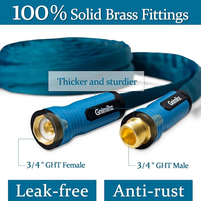 Garden Hose 50 ft, Made of TPE (BetterThan PVC/Hybrid Polymer), Lightweight yet Durable Water Hose with Ergonomic Grip, Drinking Water Safe Material, All-Weather, 3/4" GHT Fittings
