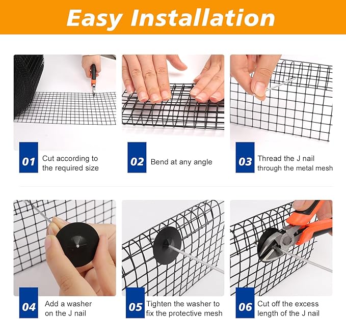 Critter Guard for Solar Panel Bird Mesh 8 inches x 100 feet PVC Coated 1/2 inch Bird Net with 70 Sets of Fastening Clips Pliers Pigeon Solar Panel Bird Guard Kit Roof Solar Protective net