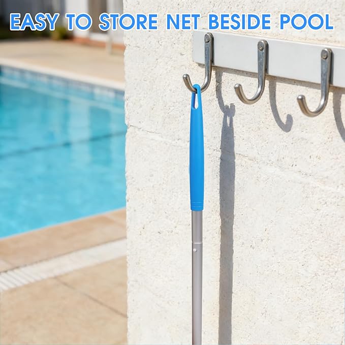 TidyMister 11'' Wide Hot Tub Skimmer for Spa, Handy Pool Skimmer Net with Ultra Fine Diamond Netting Mesh for Small Pools, Hanging Hole Easy to Store (62'' Long)
