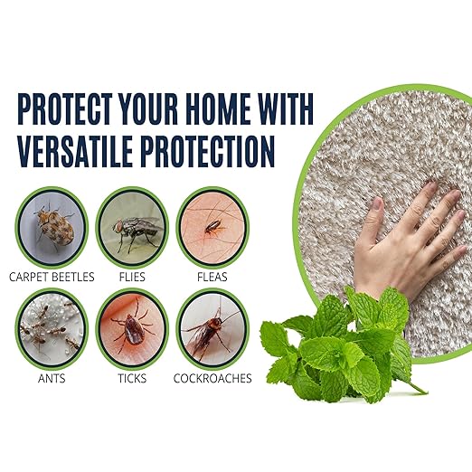 Carpet Beetle Spray – Carpet Beetle Killer for Eggs, Larvae & Adults – Indoor Home Pest Treatment for Rugs, Upholstery, Closets & Baseboards – Non-Staining, Pet & Family Safe Formula