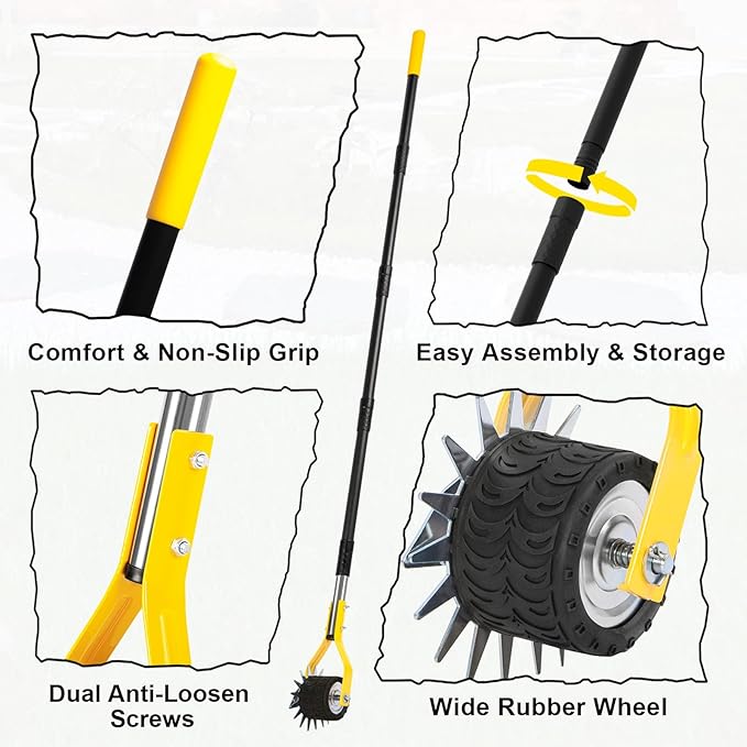 Manual Edger Lawn Tool, 75 Inch Hand Edger for Lawn with Extra-Wide Wheel, Grass Edge Trimmer with Adjustable Handle, Ideal Wheel Rotary Edging Tool for Sidewalk, Driveways and Landscaping
