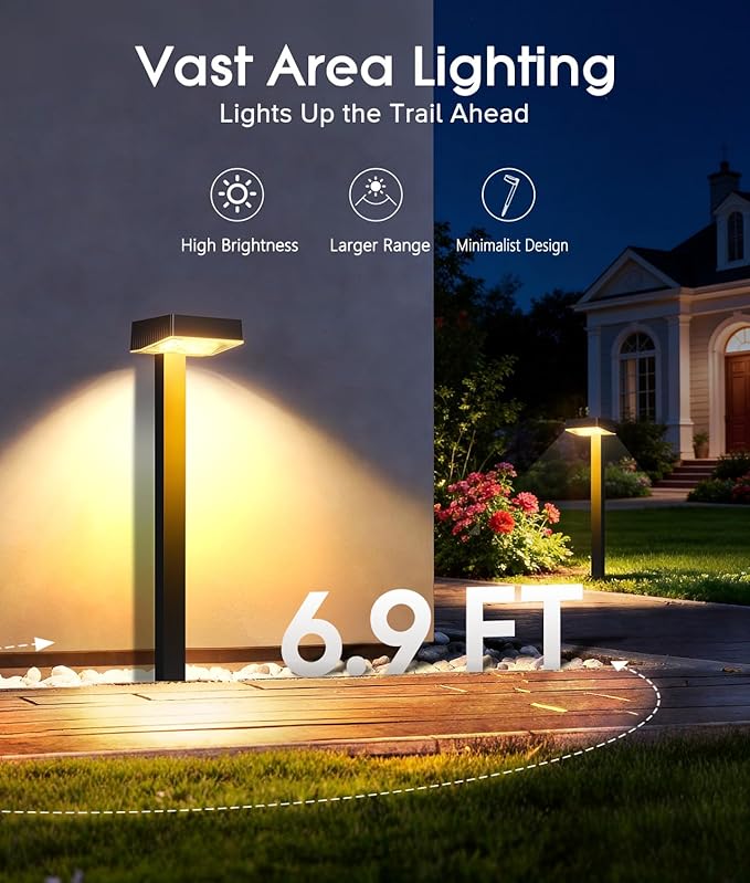 ELECLINK Solar Pathway Lights Outdoor, 4 Pack Garden Lights Solar Powered Path Lights with Bigger LED Lens, 2 Light Modes Waterproof Outdoor Solar Light for Yard Driveway Walkway Landscape Patio Lawn