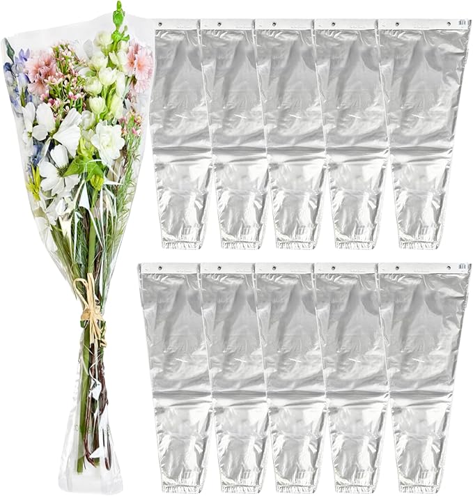 Holiday Designs - 1000 Pcs Bottom Sealed Clear Bouquet Sleeves - Waterproof Floral Wraps for Fresh Flower Arrangements - 1.2 Mil Thick (13” x 25” x 4”) - 10 Packs of 100