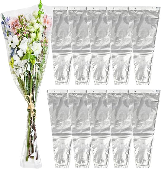 Holiday Designs - 1000 Pcs Bottom Sealed Clear Bouquet Sleeves - Waterproof Floral Wraps for Fresh Flower Arrangements - 1.2 Mil Thick (13” x 25” x 4”) - 10 Packs of 100