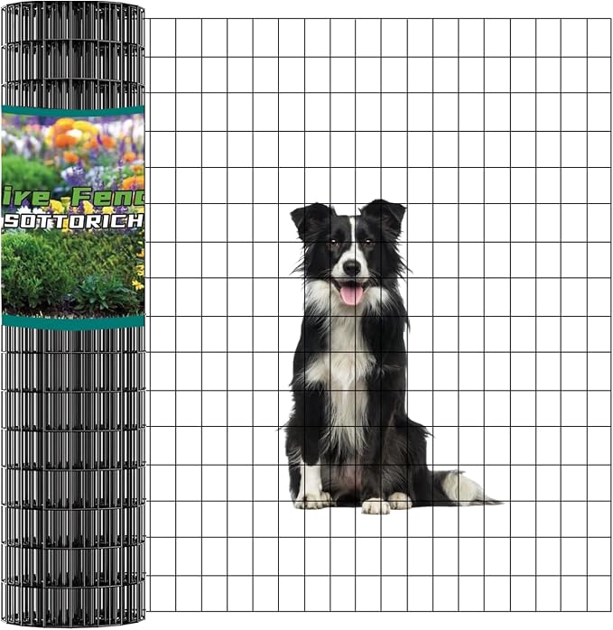 Wire Fence 36in x 50ft, 2 x 3 Inch 16GA, Garden Fence Garden Border Fencing Roll Vinyl Coating Metal Wire Mesh Hardware Cloth for Yard Vegetable Plant Protection Poultry Netting