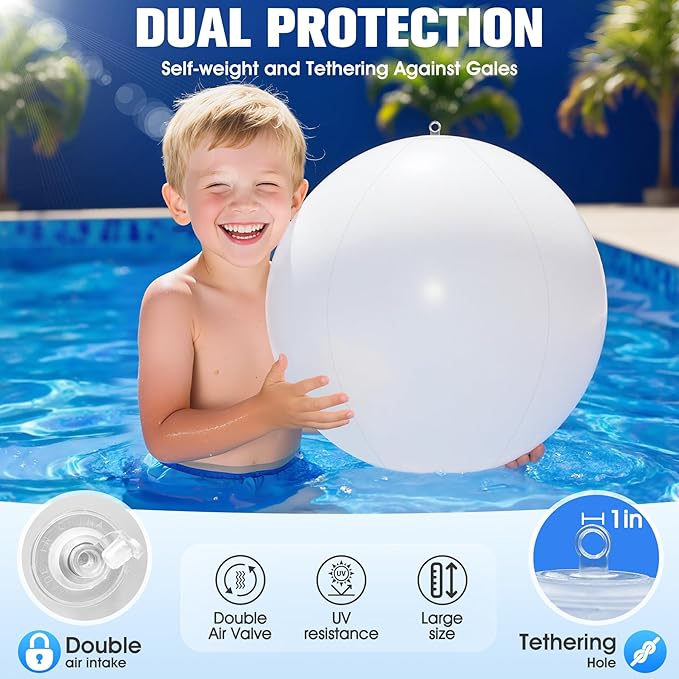 Solar Floating Pool Lights, 14 Inch Flame Solar Pool Light Balls, Floating Glow Globe IP68 Waterproof, Inflatable Solar Lights up Balls for Swimming Pool Pond Outdoor Decor -1PC