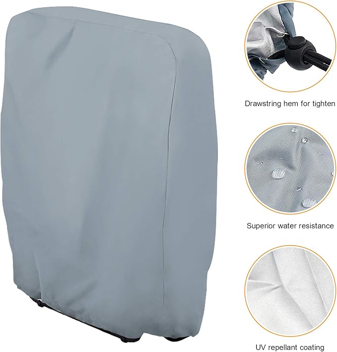 Uranshin Outdoor Folding Chair Covers 2PCS, Zero Gravity Chair Covers Waterproof, Sturdy Folding Patio Chair Covers with Storage Bag, Outdoor Chair Covers All Weather, 28" W x 13" D x 43" H, Grey