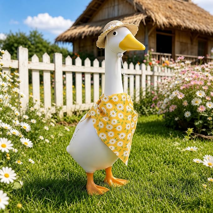 Summer Porch Goose Outfits Clothes with Hat for Holiday Party Decor Lawn 23 inch Porch Goose Costume Clothing for Patio Yard