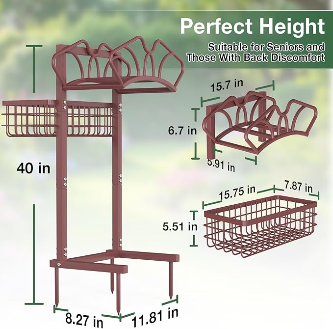 Qatsrin Upgraded Garden Hose Holder with Large Basket, Heavy Duty Water Hose Holder Supports 160-ft Hoses, Freestanding Detachable Hose Stand Storage Reel Hanger Rack for Yard Lawn Farm, Bronze