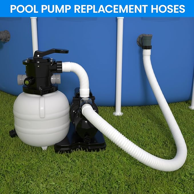1.5" x 40" Pool Hose Replacement, Pack of 2 - Compatible with Above Ground Pools Filter Pump Hoses, Sand Filters, Saltwater Systems (1,500-2,500 GPH), White