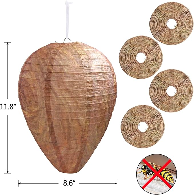 4 Pack Wasp Nest Decoy Hanging Wasp Nest Stay Away from Wasps Hornets Yellow Jackets