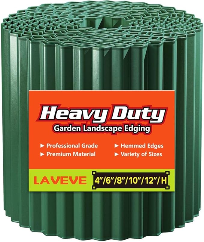 LAVEVE Corrugated Metal Garden Edging 6" x 10Ft, Landscape Edging Border for Lawn, Flower Bed, Garden Fence, Paver Edging (Green)