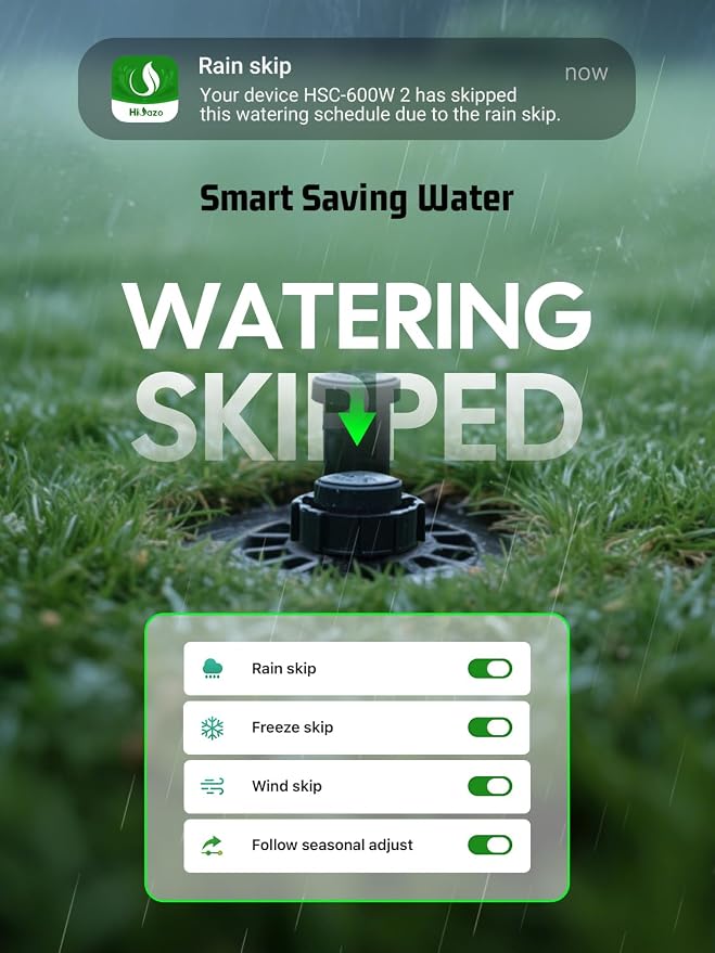 Indoor Smart Sprinklers Controller WiFi, Irrigation Controller Easy Use App Enabled, 6 Zone + 16 Plans, Save Water Auto Skip Rain, Freeze & Wind, 10 Minutes Install