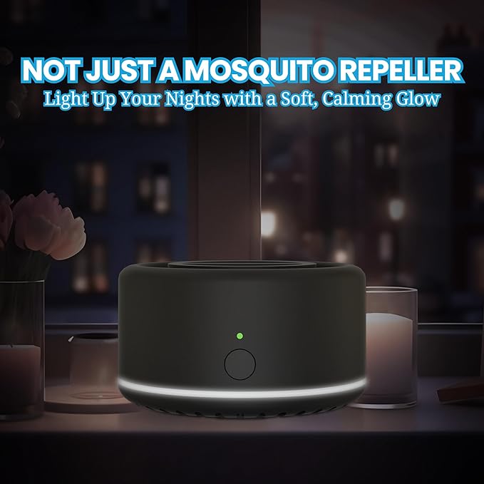 Mosquito Repellent Outdoor Patio, Recharageable Mosquito Repeller 2 Plant-Based Refills, Ready-to-use Mosquito Repeller Device for Camping Outing(Black, Pack of 2)