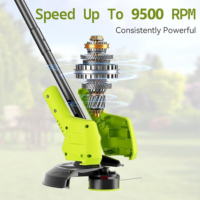 21V String Trimmer Cordless with 2x3.0Ah Battery and Charger, 12 Inch Battery Power Weed Eater String, Electric Weed Wacker, 2 In 1 Trimmer & Edger Lawn Tool Grass Cutter with 8 Lines for Garden, Yard
