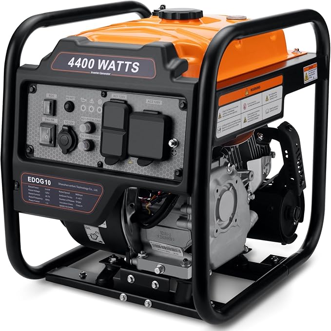 Oxseryn Power Equipment 4400 Watts Inverter Generator Gas Powered, Portable Open Frame Generator, Low Noise with ECO Mode, RV Ready, Emergency Home Backup