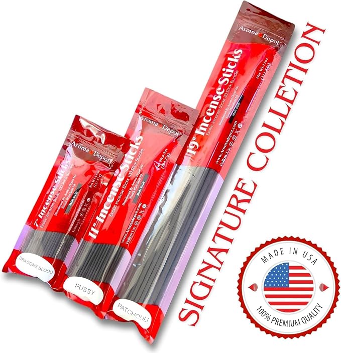 Aroma Depot 19'' Booty Call Most Exotic Incense Sticks. One Bundle Approx 27 to 30 Sticks, Jumbo 19 inch Long, Natural 19'' Extra Large Incense Sticks. Burns for 3 to 4 Hours Each. Long Lasting