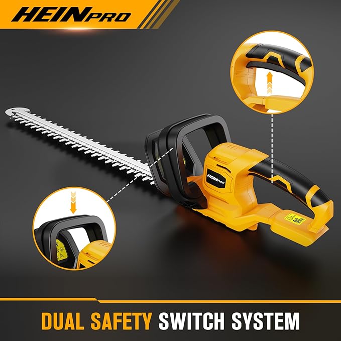 HEINPRO 22" Hedge Trimmer Cordless Compatible with Dewalt 20V MAX Battery, Electric Hedge Trimmer Cordless, Battery Powered Hedge Trimmers, Bush Trimmer for Garden, Shrubs(Battery not Included)