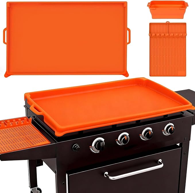 joyhalo Full-Edge 36" Blackstone Silicone Griddle Cover, with 16" Silicone Spatula Mat and Grease Cup Liners, Perfect Combination for Blackstone Griddle Accessories for All-Season Outdoor Use