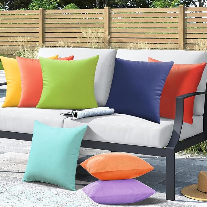 VAKADO Outdoor Waterproof Throw Pillow Covers 22X22 Set of 2 Decorative DarkBlue Patio Furniture Cushion Cases Outside Decor for Couch Garden Bench Porch
