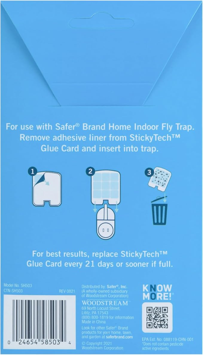 Safer Home SH503 Trap Refill Pack of Glue Cards for SH502 Indoor Fly Trap, Official Safer Home Refills with StickyTech Glue Card Technology, 3 Count (Pack of 1)