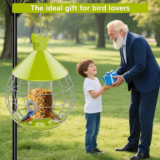 Bird Feeder Squirrel Proof with Caged Design,Metal Hanging Bird Feeder for Outdoor Use, Easy to Fill & Detachable Cleaning, Ideal for Small Birds Like Finches Wrens Chickadee