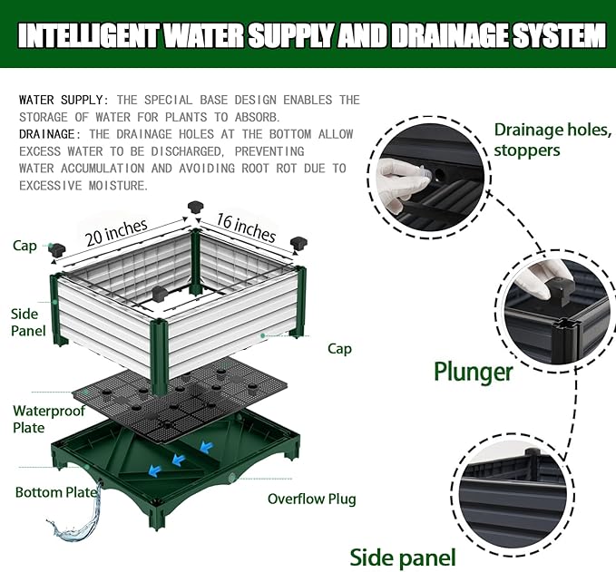 3PCS Raised Garden Beds Outdoor with Legs Planter Box, 47x20x21in Reinforced Support Rods, Drainage Grid, Multi-Combination Options for Vegetables, Flowers, Herbs, Ideal for Balcony, Patio Gardening