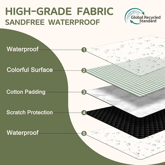 Genovega Waterproof Sandproof Beach Blanket Picnic Outdoor Mat Rug Extra Large Foldable Sand Free Big Giand XL Car Essential Roadtrip Gadget Rv Accessories Gear Must Haves Hiking Items Necessities