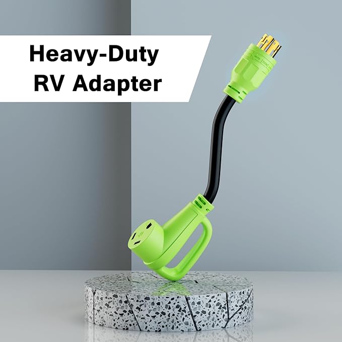 4 Prong 30 Amp RV Generator Adapter Cord, Generator to RV Adapter, NEMA L14-30P Twist Lock Male to NEMA TT-30R Female with Handle, STW, 10AWG, Power Cord for Generator to RV Trailer Camper, 1FT