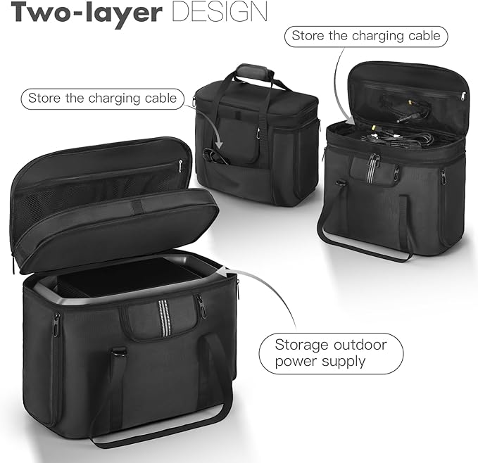 Carrying Case Compatible with ECOFLOW DELTA 2/DELTA 3, Protective Storage Bag for DELTA 3 Classic/DELTA 3 Plus, Shockproof Protective Cover with Adjustable Shoulder Strap & Handle for Outdoor Travel