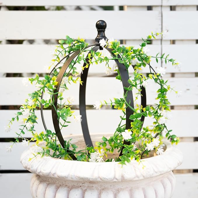 Metal Garden Trellis - 12.6" x 17.5" Durable Black Powder Coated Obelisk for Climbing Plants, Ideal for Roses, Vines, and Flowers - Easy Assembly for Indoor & Outdoor Use