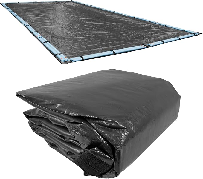Pool Mate 16x36ft Premium Charcoal Winter Pool Cover for Inground Pools, 5ft Overlap (21x41ft Cover Size), Solid 14x14 Scrim, 5.2 oz/yd2, 20-Year Warranty, Style: 511636R-PM