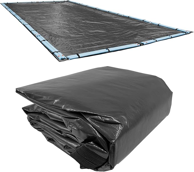 Robelle 20 x 45 ft Ultimate Charcoal Winter Pool Cover for Inground Pools, 5 ft Overlap (25 x 50 ft Cover Size), Solid 14 x 14 Scrim, 5.2 oz/yd2, 20-Year Warranty, Style: 512045RA
