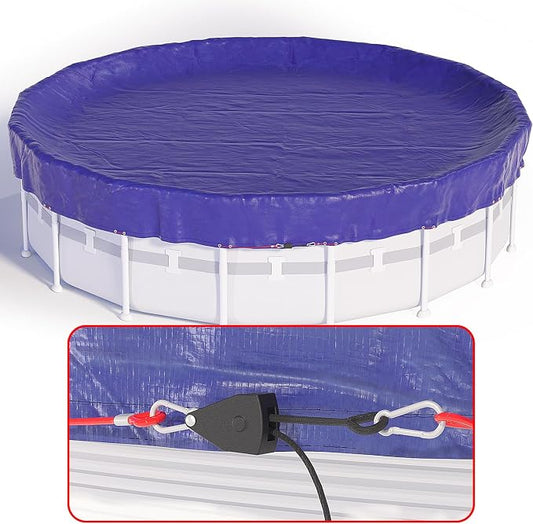 15 FT Round Pool Cover, [ 2025 Upgraded ] Above Ground Pool Cover, Heavy Duty Winter Pool Cover, Cold and UV Resistant, Cable and Pulley System
