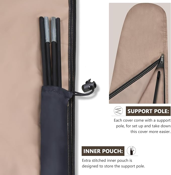 ULTCOVER Patio Parasol 600D Waterproof Outdoor Market Extra Large Umbrella Cover - Fits Double-Sided Umbrella 13-15 Feet
