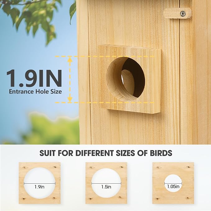 Smart Bird House with AI Identify Camera, 1080P Birdhouse Camera Solar Powered, Bird Houses for Outside Switch to Night Vision Automatically, 2.4G WiFi App to Observe Bird Activities in Real Time