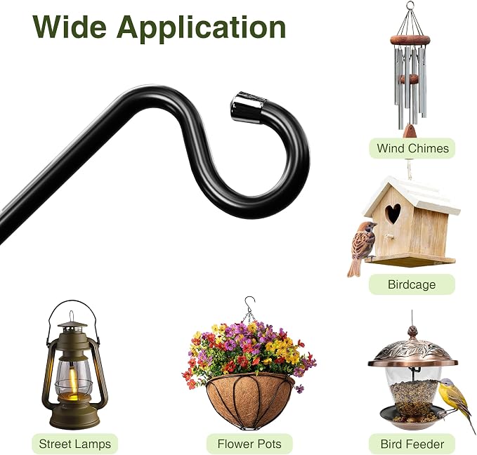 17-Inch Deck Bird Feeder Hanger for Railing, Outdoor Decor Plant Hanger, Balcony Railing Hook - 15LB Capacity - for Hanging Plants, Bird Feeders, Lanterns, Wind Chimes