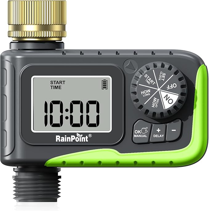 RAINPOINT Sprinkler Timer, Brass Inlet Water Timer for Garden Hose, Garden Hose Controller for Watering, Irrigation with Manual Watering/Rain Delay for Outdoor Lawn & Yard