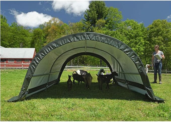 ShelterLogic 8' x 10' x 5' Small Round Livestock and Agricultural Storage and Shade Shelter Kit