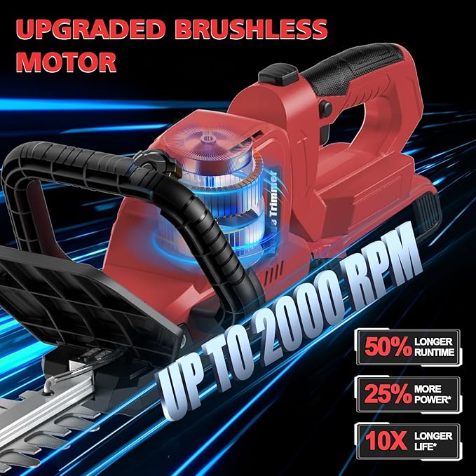 Cordless Hedge Trimmer Compatible with Milwaukee M18 Battery, 20-Inch Electric Hedge Trimmer, Battery Powered Brushless Bush Trimmer, 2/3'' Cutting Capacity, Lightweight & Rotatable Handle(No Battery)