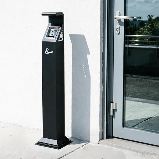 Commercial Standing Trash Can Outdoor Trash Bin Outside Receptacle | Stainless Steel Garbage Can Container with Lock & Removable Inner Bucket for Hotels Restaurants Bars Office Park Street